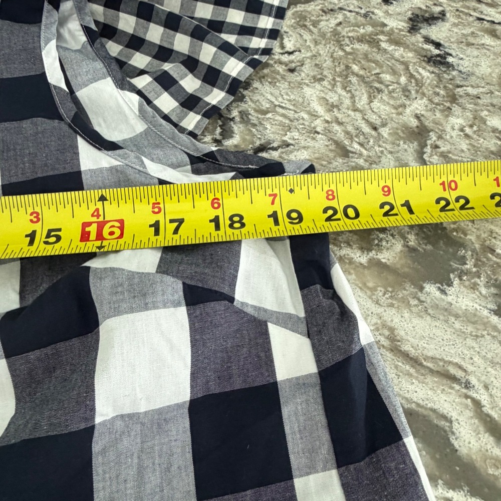 NEW J. Crew Gingham One Shoulder Ruffle Top Black White Cotton Stretch 12 NWT - Picture 14 of 15